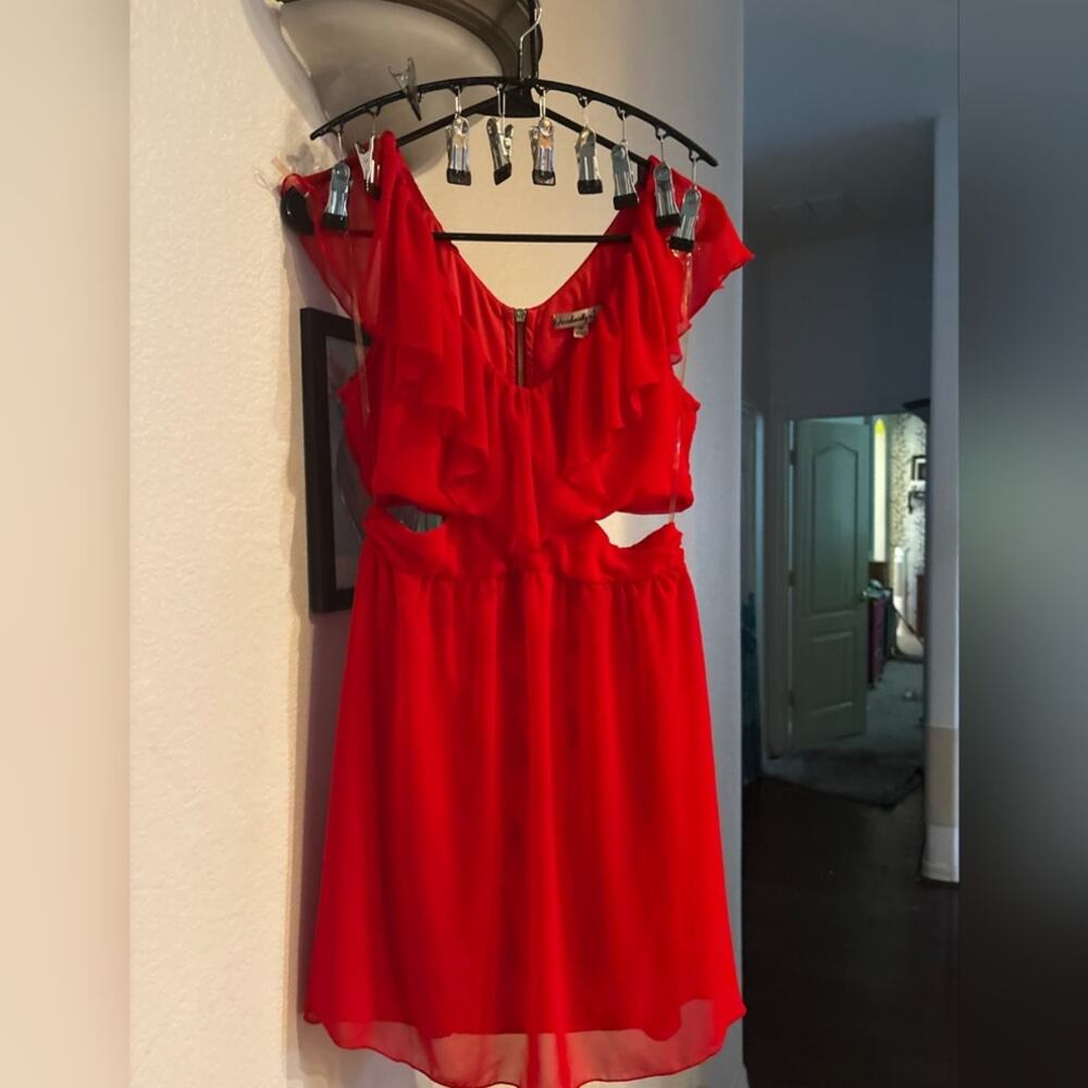 Accidentally In Love Red Sundress With Flutter Ca… - image 1